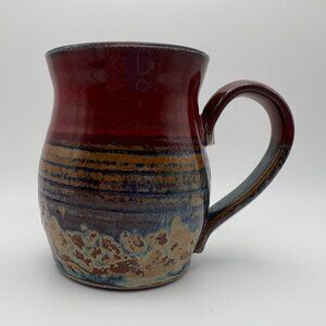Conestoga River Pottery Ceramic Artisan Barrel Mug Brown Tan Blue (SKU: 279MI)